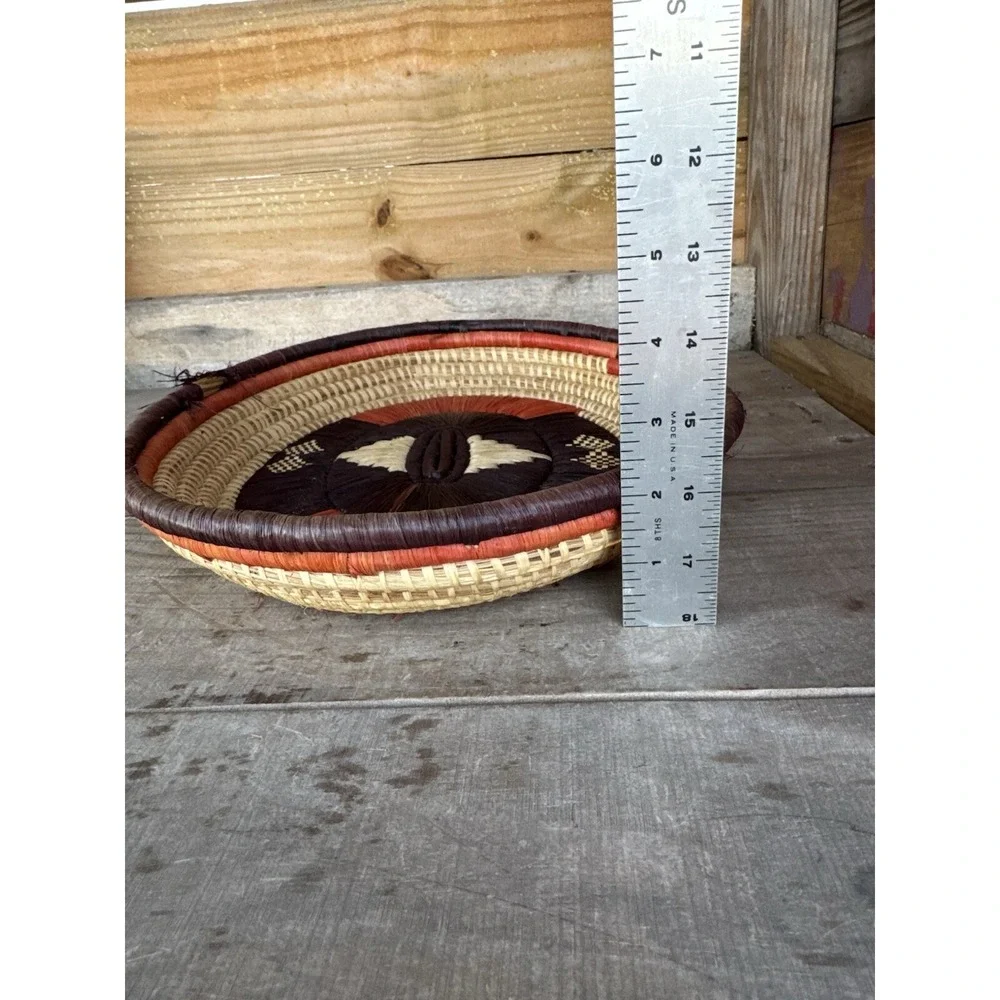 Tribal African Botswana Boho Hand Woven Wall Hanging Art Basket Tray Raffia‎